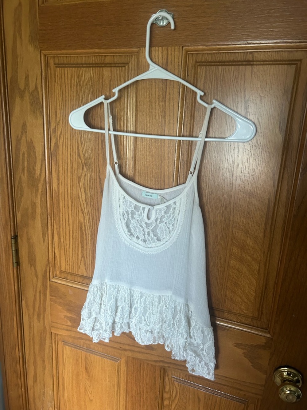 Kimchi Blue White Lace-Trim Spaghetti Strap Camisole
